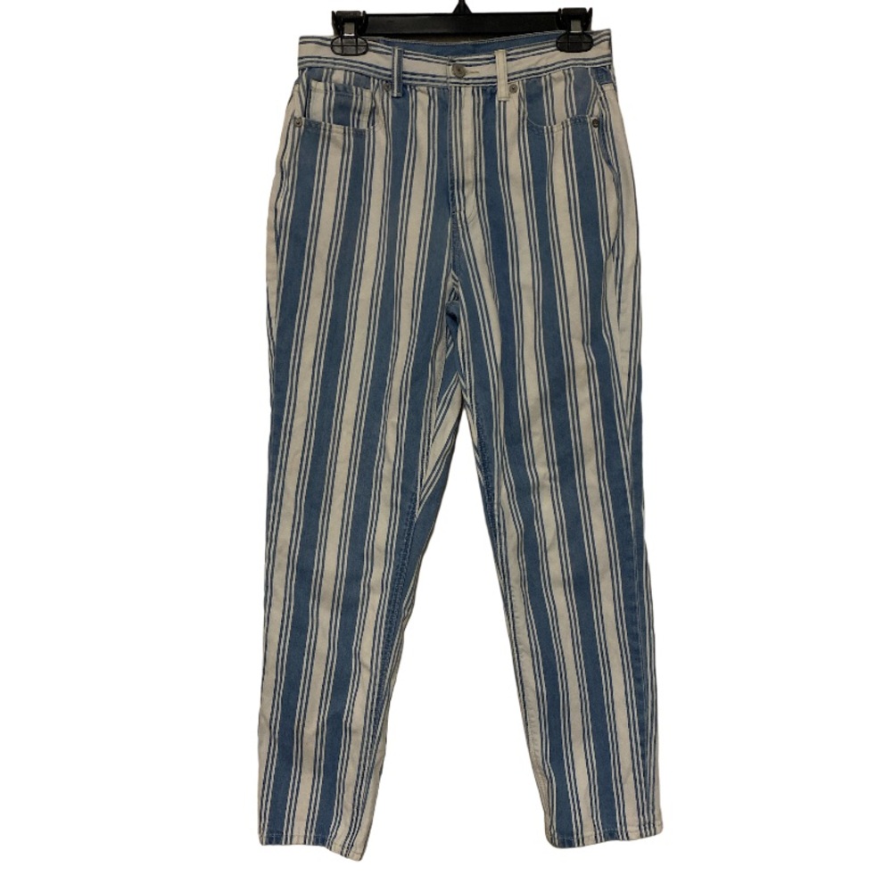 American Eagle Outfitters 🦅 AE Striped Denim Blue White Mom Jean Pants - Size 6 - Picture 1 of 4